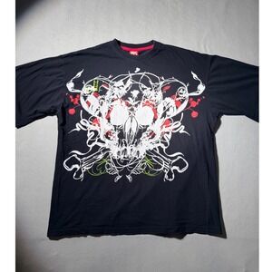 Y2K Brooklyn Express Skull Graphic T-Shirt Men XXL Black Red Green Streetwear